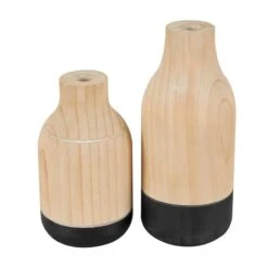 Natural Wood Color Block Vase Set