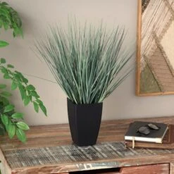 19" Onion Grass Artificial Plant With Black Plastic Pot 8 19" Onion Grass Artificial Plant With Black Plastic Pot -Michaels Shop D760283S 5