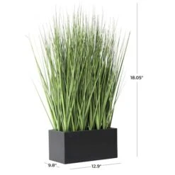 18" Onion Grass Artificial Plant With Black Rectangular Pot -Michaels Shop D760285S 4