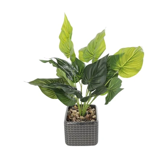 20" Green Foliage Artificial Plant With Black Ceramic Pot 1 20" Green Foliage Artificial Plant With Black Ceramic Pot