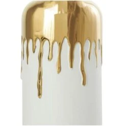 CosmoLiving By Cosmopolitan 14" White With Gold Melting Drips Ceramic Vase -Michaels Shop D760328S 4