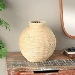13" Beige Seagrass Handmade Wrapped Vase -Michaels Shop D760332S 6