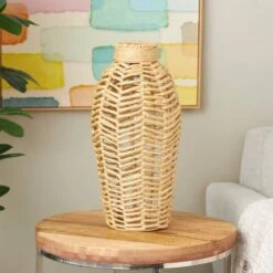18" Brown Jute Chevron Woven Vase -Michaels Shop D760347S 8
