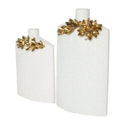 White & Gold Leaf Accent Ceramic Vase Set 17 White & Gold Leaf Accent Ceramic Vase Set -Michaels Shop D760352S 5