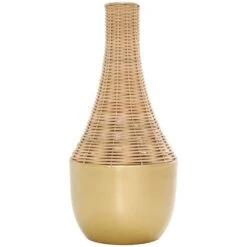 15" Brown & Gold Rattan Handmade Woven Vase -Michaels Shop D760377S 6