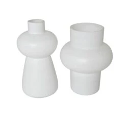 White Glass Unique Trumpet Vase Set