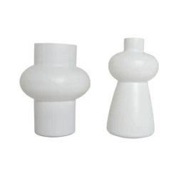 White Glass Unique Trumpet Vase Set -Michaels Shop D760406S 4