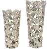 Silver Aluminum Vase With Gingko Leaf Design Set