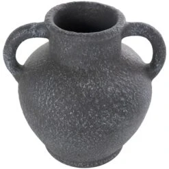 10.5" Black Ceramic Textured Whitewashed Vase With Handles 11 10.5" Black Ceramic Textured Whitewashed Vase With Handles -Michaels Shop D760419S 3