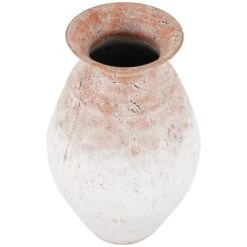 18" Copper Metal Distressed Textured Vase With Terra Cotta Accents -Michaels Shop D760450S 3