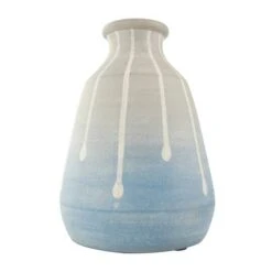 10" Blue & Gray Ceramic Abstract Ombre Drip Vase -Michaels Shop D760474S 3