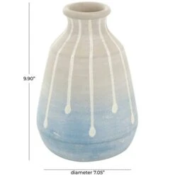 10" Blue & Gray Ceramic Abstract Ombre Drip Vase -Michaels Shop D760474S 8