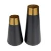 Black Stainless Steel Vase With Gold Rims Set
