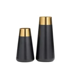 Black Stainless Steel Vase With Gold Rims Set -Michaels Shop D760482S 4