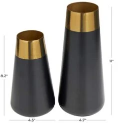 Black Stainless Steel Vase With Gold Rims Set -Michaels Shop D760482S 5