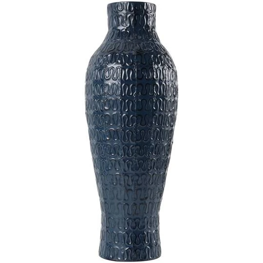 24" Dark Blue Metal Dimensional Textured Vase 4 24" Dark Blue Metal Dimensional Textured Vase - Image 4