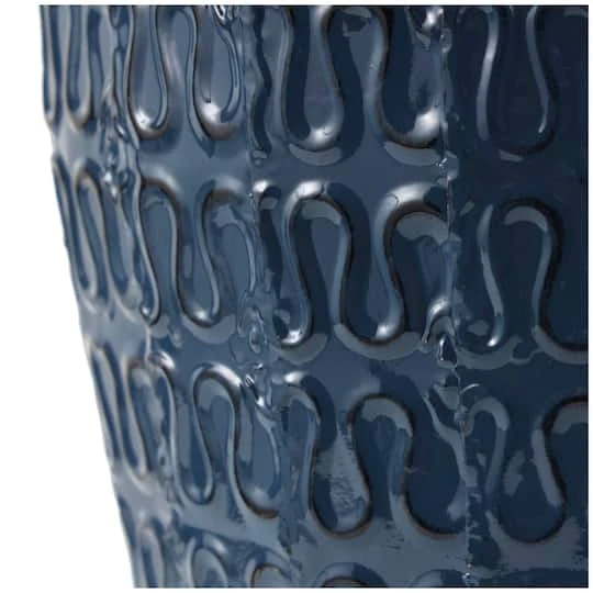 24" Dark Blue Metal Dimensional Textured Vase 10 24" Dark Blue Metal Dimensional Textured Vase - Image 10