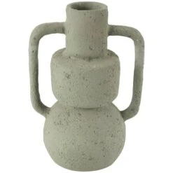 14" Light Gray Paper Mache Textured Vase