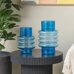 Blue Ombre Bubble Ribbed Glass Vase Set -Michaels Shop D760532S 10