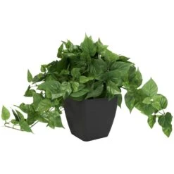 16" Green Pothos Artificial Plant With Black Plastic Pot