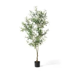 Glitzhome® 6ft. Potted Faux Olive Tree