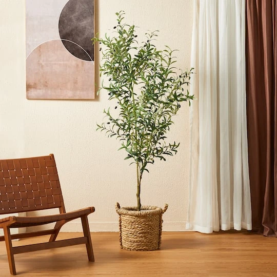 Glitzhome® 6ft. Potted Faux Olive Tree 5 Glitzhome® 6ft. Potted Faux Olive Tree - Image 5