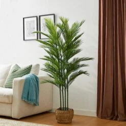 Glitzhome® 5ft. Potted Faux Palm Tree -Michaels Shop D763659S 3