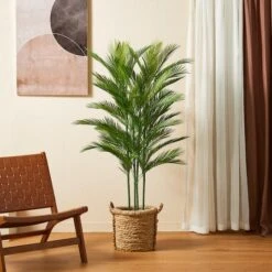 Glitzhome® 5ft. Potted Faux Palm Tree -Michaels Shop D763659S 4