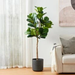 Glitzhome® 5ft. Faux Fiddle Leaf Fig Tree In Pot -Michaels Shop D763664S 2