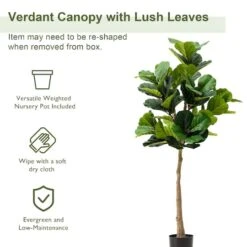 Glitzhome® 5ft. Faux Fiddle Leaf Fig Tree In Pot -Michaels Shop D763664S 7