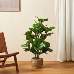 Glitzhome® 3.5ft. Faux Fiddle Leaf Fig Tree In Pot -Michaels Shop D763667S 3