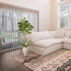 6ft. Artificial Fiddle Leaf Ficus Tree In White Decorative Pot -Michaels Shop D763733S 2