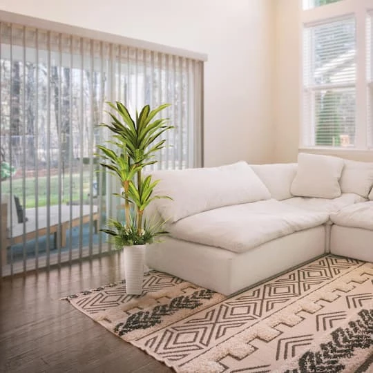 6ft. Artificial Dracaena Fragrans Tree In White Decorative Pot 3 6ft. Artificial Dracaena Fragrans Tree In White Decorative Pot - Image 3