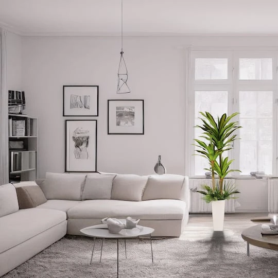 6ft. Artificial Dracaena Fragrans Tree In White Decorative Pot 4 6ft. Artificial Dracaena Fragrans Tree In White Decorative Pot - Image 4