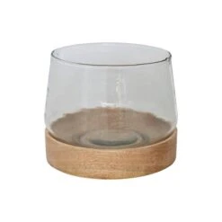 Hello Honey® Glass Hurricane/Vase With Mango Wood Base -Michaels Shop M20033165 1